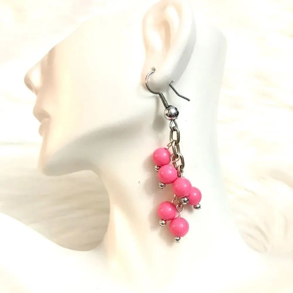 Pink Beaded Earrings 